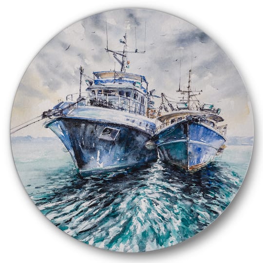 Designart - Two Fishing Boats Before A Storm Anchored